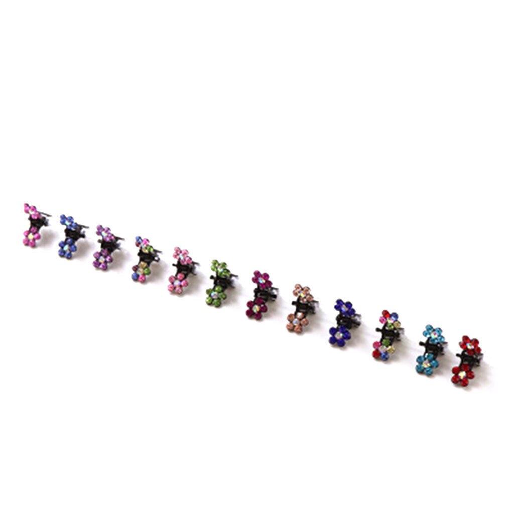 12PCS/Set Girls Small Crystal Flowers Metal Hair Claws Children Rhinestone Hair Clamp Kids Baby Hairpins: 04