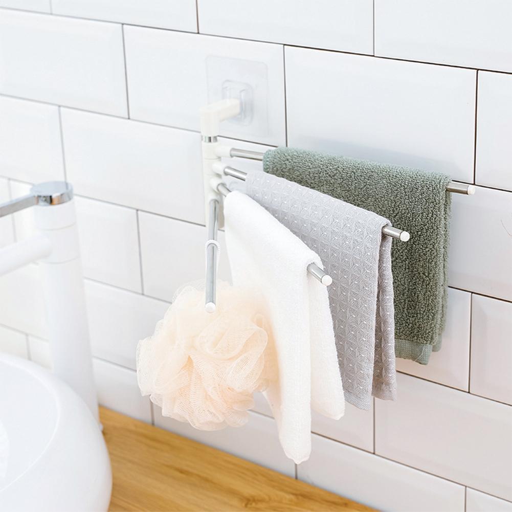 Anti-corrosión de acero giratorio de toalla Rack, carril giratorio de baño montado en la pared de toalla de baño 4 bares M6M2
