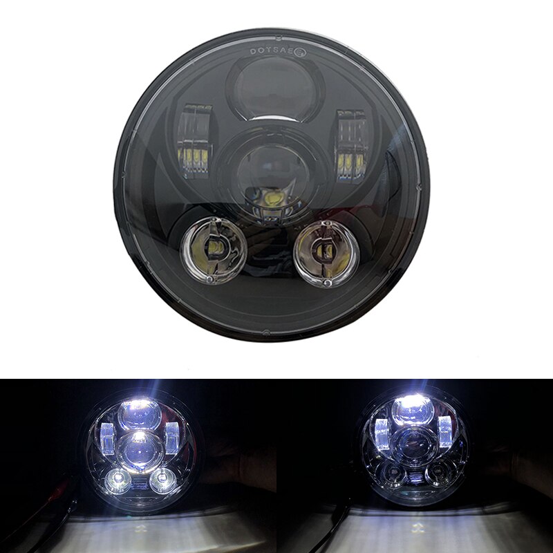 5.75&quot; inch LED Projector Headlight with Halo Angel Eyes White DRL Lights for Honda Shadow Aero Phantom VLX 600 750 VT 1100: F Black