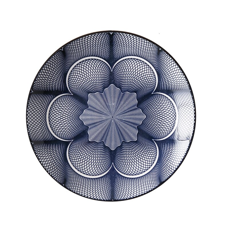 Plato japonés de 8- pulgadas de cerámica esmaltada, plato de estilo europeo con verduras de colores, conciso, para el hogar, pequeño plato para filete.