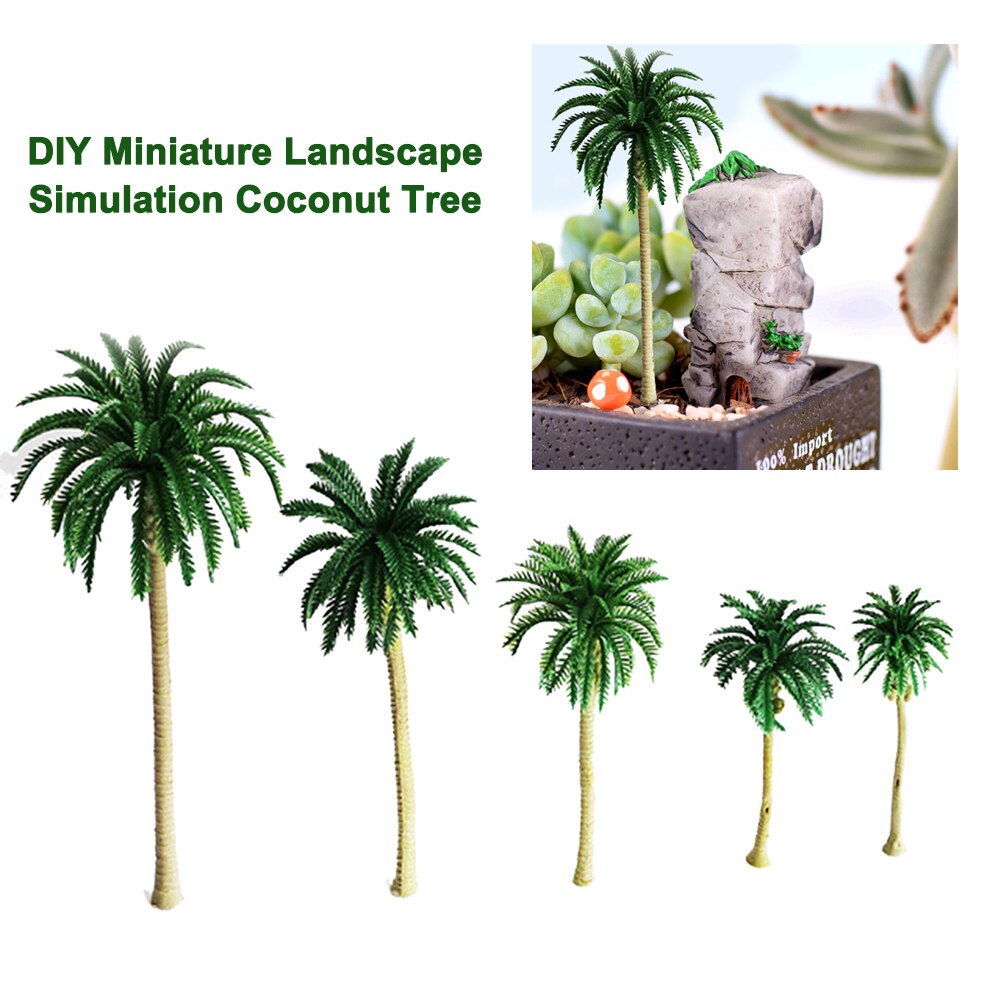 DIY Building Decor Diorama Architectural Model Realistic Sand Table Simulation Coconut Tree Train Scenery Miniature Landscape