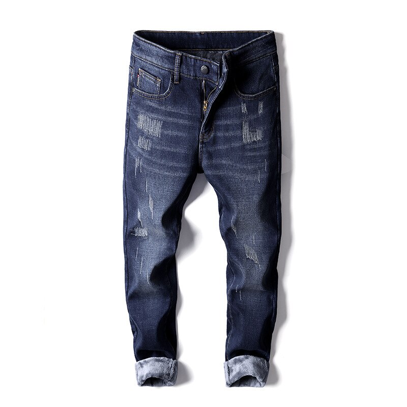 Neue Männer Mehr Verdicken Warme Jeans Herbst Winter Jeans Warme Beflockung Warme dünne Weiche Männer Jeans passen für