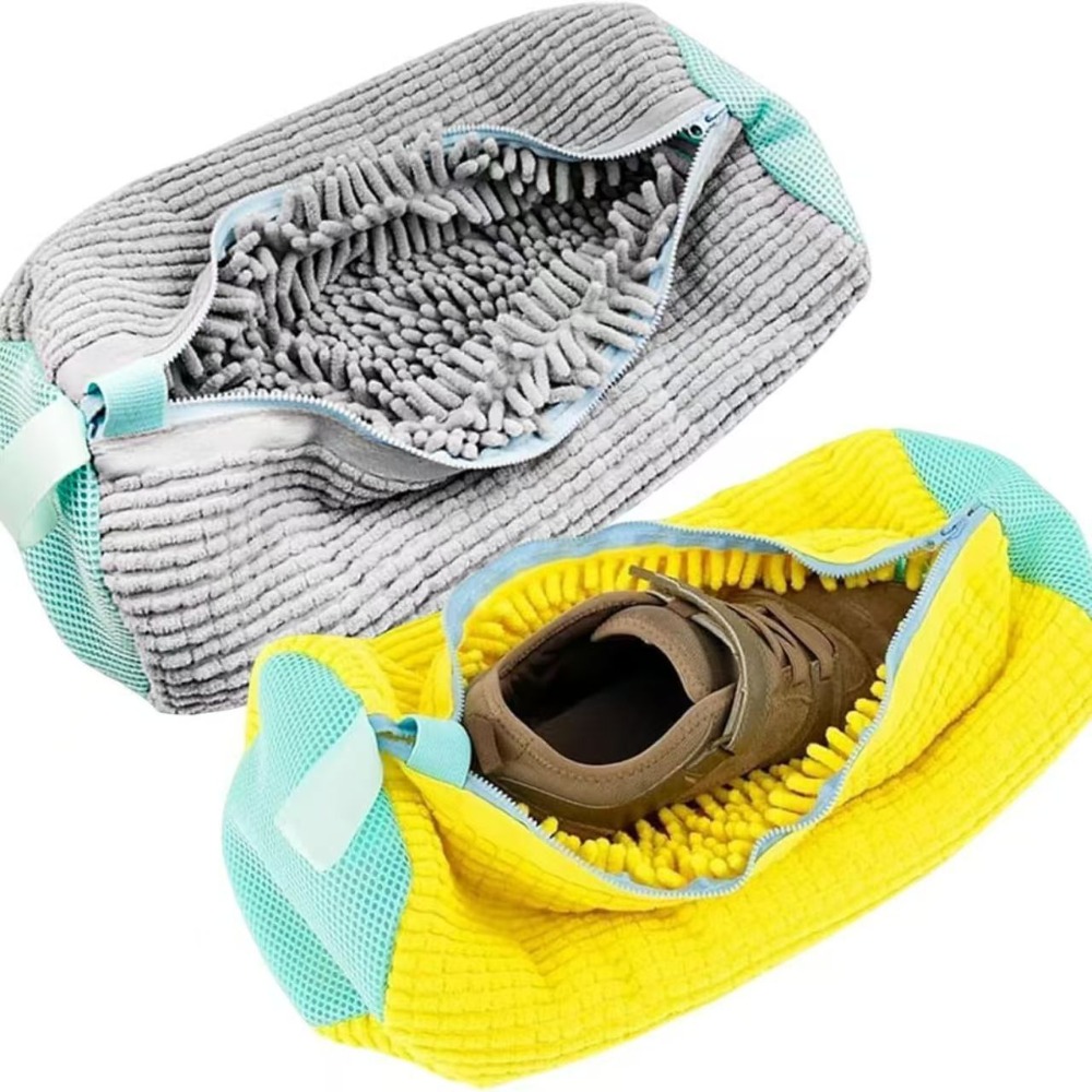 Chenille Shoe Wash Bag - Machine Washable Laundry Bag for Shoes, Anti-Scratch Protection Mesh Bag for Footwear Care