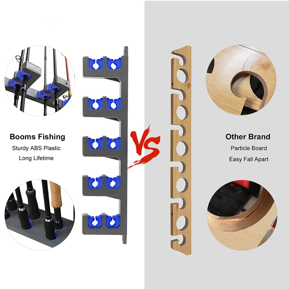 Booms – support de canne à pêche, 10 pièces, montage mural Vertical, support de rangement pour canne à pêche, accès au sous-sol