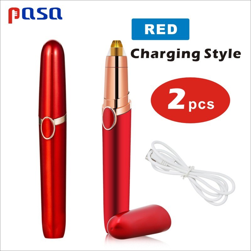 Electric Eyebrow Trimmer/Hair Remover /Mini Eyebrow Shaver Razor for: 2pcs Charging(Red)