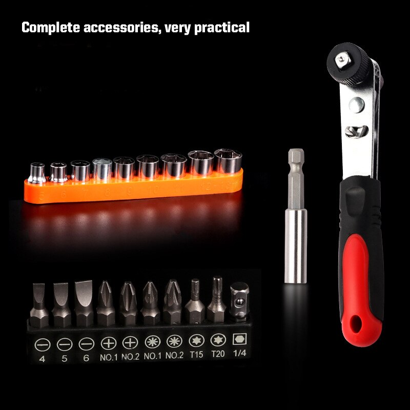 20pcs Universal Adjustable Torque Wrench Hexagonal Key Wrench Screwdriver Set Ratchet Socket Spanner Extension Bar Hand Tool