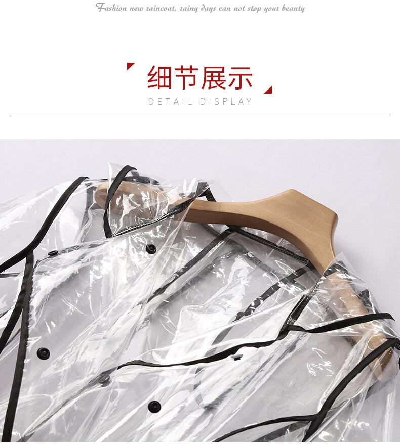 EVA Transparent Soft Rain Cover Long Raincoat Woment Hemmed Belt Long Performance Playing With Water