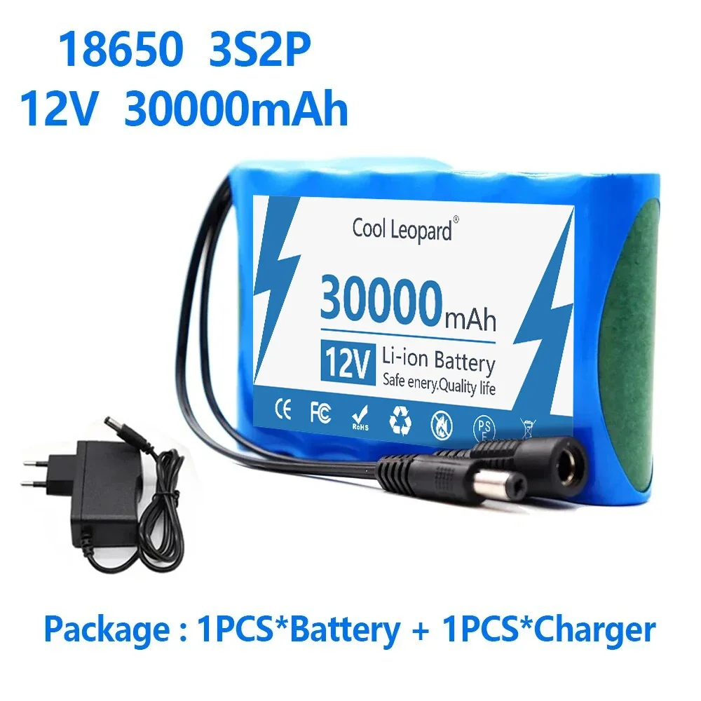 18650 12V Rechargeable Battery Portable 60000mAh 3S2P Lithium Ion Battery Pack For Electronic Types LED Lamp Light Backup Power: PURPLE