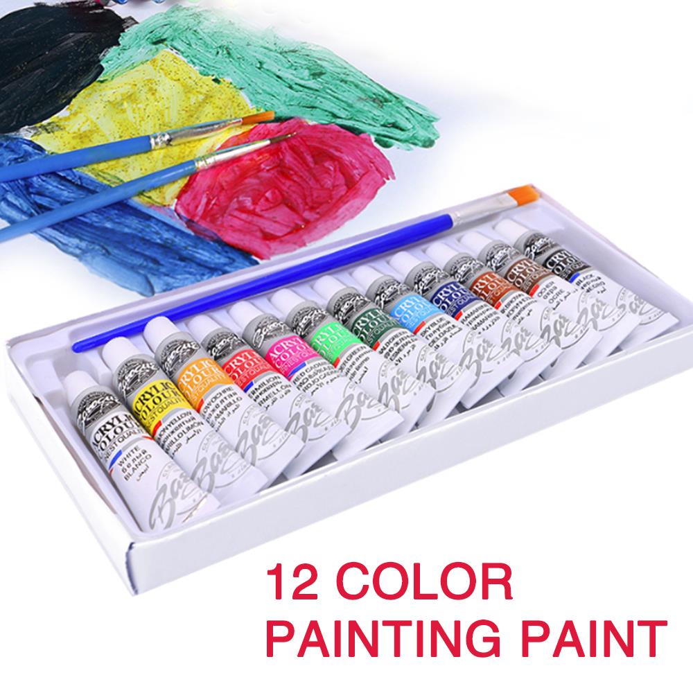 Penseelpen olieverfbenodigdheden olieverfset olieverfpen 12 kleuren 6ml acrylverf tekenkleur gratis tube