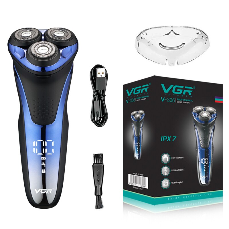 Waterdichte scheermachine voor mannen, oplaadbaar elektrisch scheerapparaat, elektronisch elektrisch scheerapparaat voor mannen, roterende baard, usb-gezichtsbehandeling