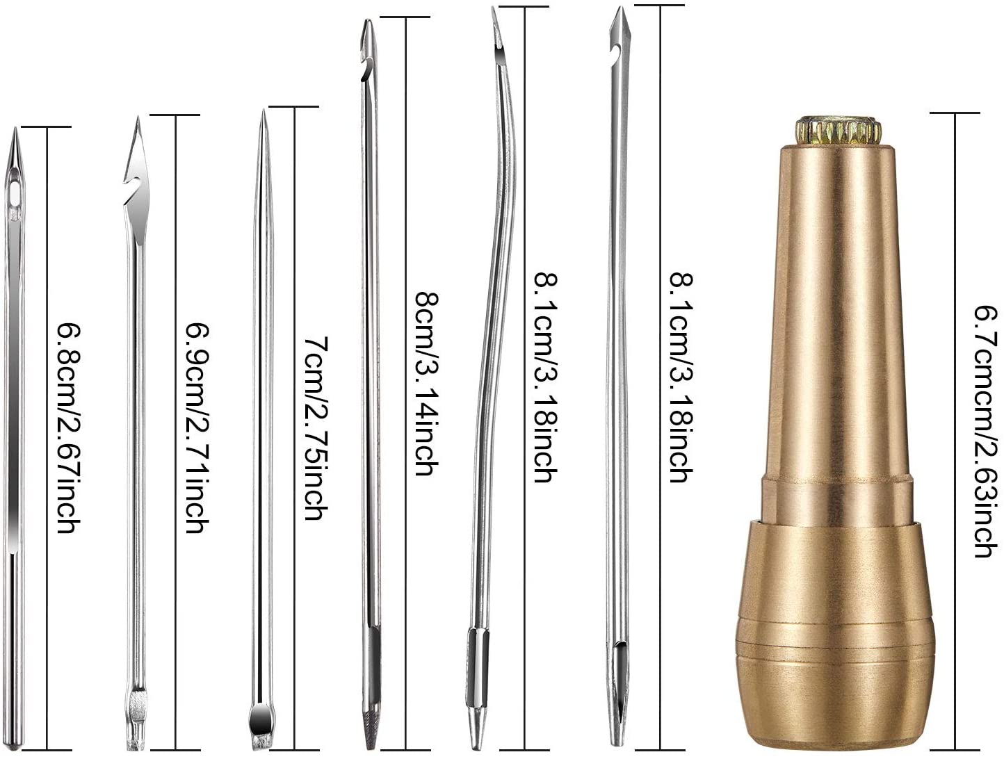 Leather Sewing Kit DIY Leather Sewing Awl Needle with Copper Handle Set Leather Canvas Tent Shoes Repairing Tool Nylon Thread