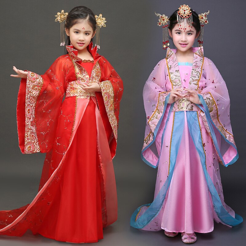 Kinderen Kostuum Fee Dame Jurk Trailing Tang-dynastie Oude Prinsesje Prinses Chinese Kleding Dans Kostuums