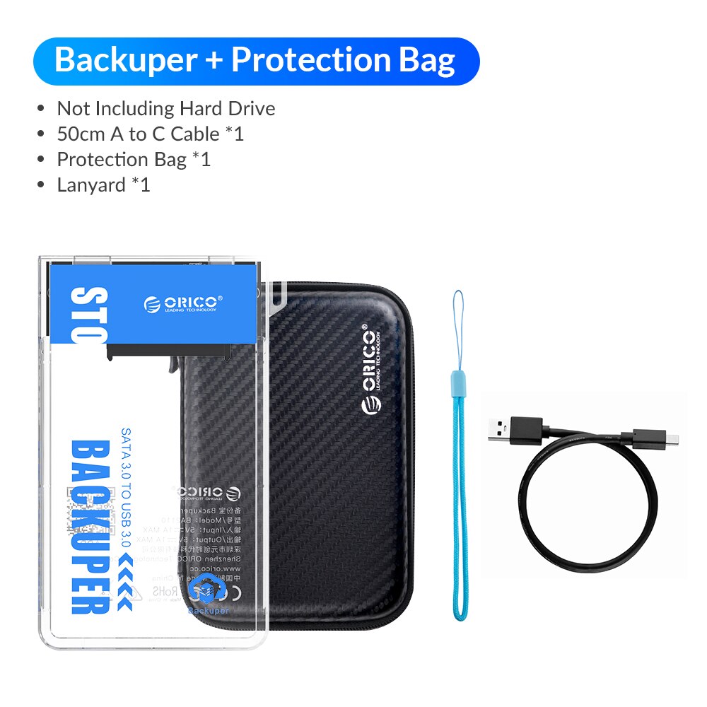 Orico, backuper com bolsa, suporte de dados móvel, backup e sincronização, 4tb 5gbps, telefone móvel, vídeos corporativos/fotos, backup para disco rígido