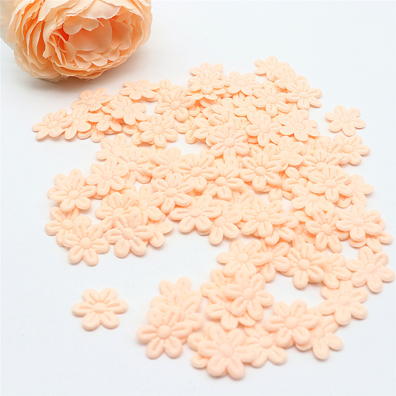 Tela de 2cm con cinco pétalos de flores en relieve, accesorios de tela de joyería DIY, Material de pegatinas de tela: Cobre