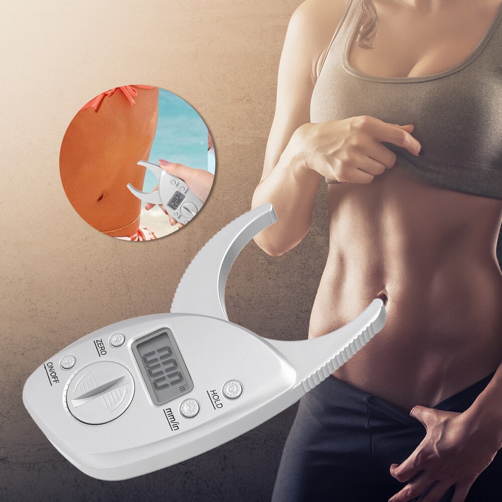 Digital Body Fat Caliper Monitors Skinfold Caliper LCD Display Skin Muscle Body Fat Tester Analyzer Electronic Fat Measure