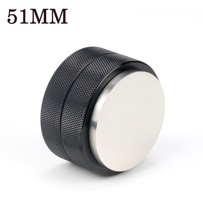 51/53mm Adjustable 304 Stainless Steel Coffee Espresso Tamper Macaron Convex Four Angled Slopes Base Trefoil Distribution Tool: Black(51mm)-B