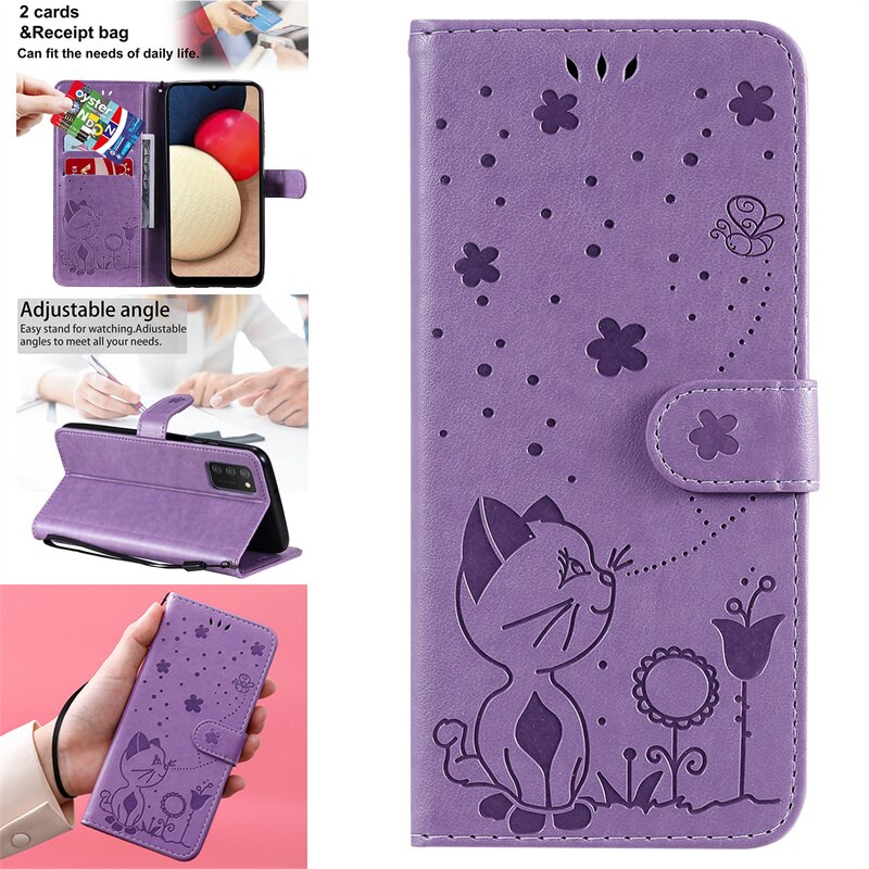 Do Samsung Galaxy A03S SM-A037F skórzane etui z klapką Coque na Samsung Galaxy A03S A 03 S A03 S A 03 S gniazdo karty chroń pokrywę