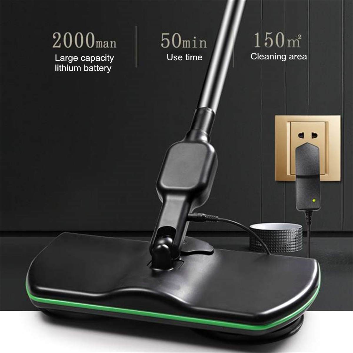 Rechargeable Wireless Rotary Electric Floor Mops Home Cleaner Scrubber Polisher Household Cleaning Accessories Tools 135cm