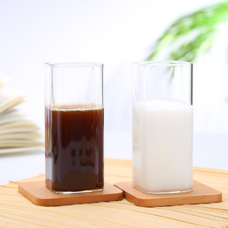 Verre à thé jus de petit déjeuner | Verre carré transparent, verre simple, droit verre à thé, tasse à lait, verres à boire, lulu citron 2 pièces