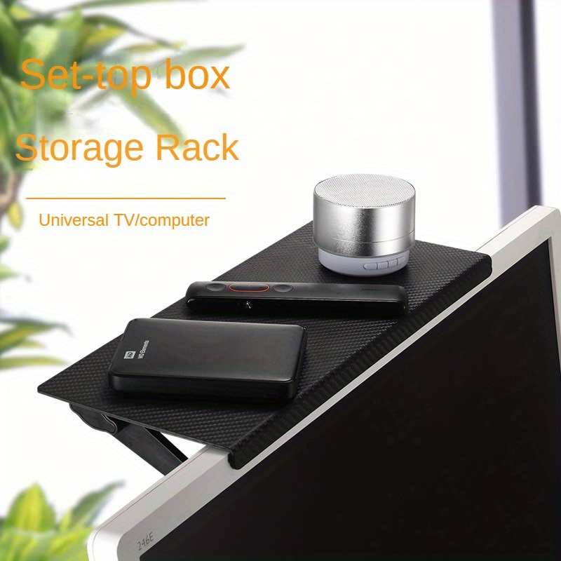 Prateleira de tela de TV de computador sem perfuração roteador set-top box prateleira rack de armazenamento de mesa