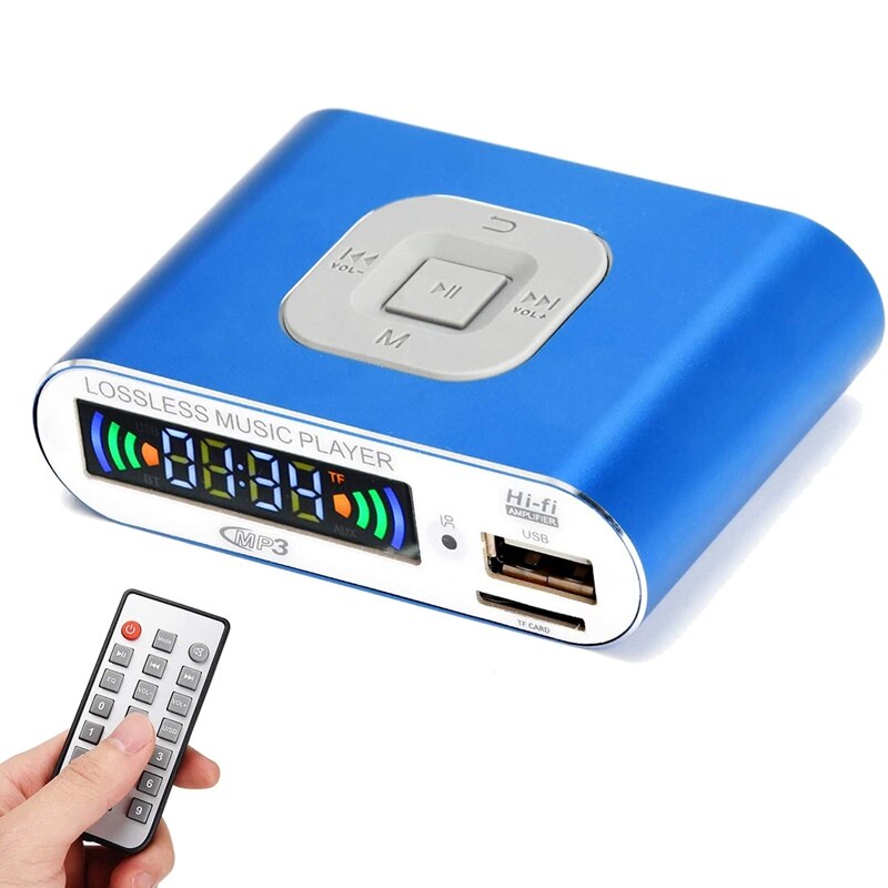 Bluetooth 5.0 Audio Receiver, MP3 Digital Music Player, FM Radio, SD Card/USB Playback 3.5Mm Audio Output(Blue)