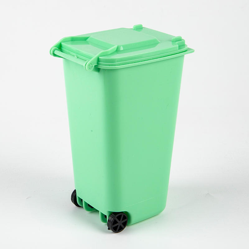 Mini Desktop Trash Can Plastic Waste Bins With Lid Household Clean Trash Desk: Green