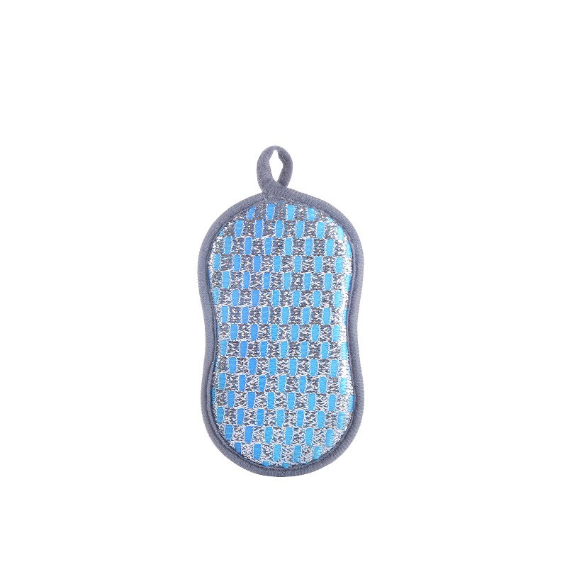 Esponja de limpieza reutilizable para plato de microfibra, estropajo de doble cara, paños sin raspar, Gadget de cocina de descontaminación eficiente: Blue