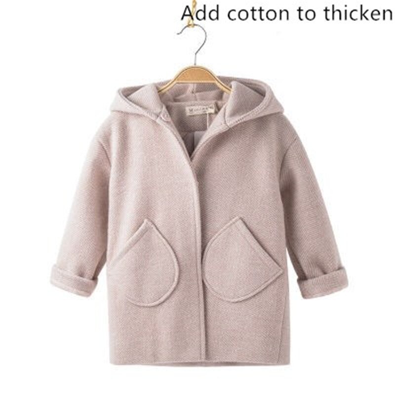 Winter Lange Jas Voor Meisjes Dikke Wollen Jas Meisjes Kapmantel Kids Bovenkleding Jassen Meisjes Jas Kinderen Jas Jas: pink Add cotton / 4T