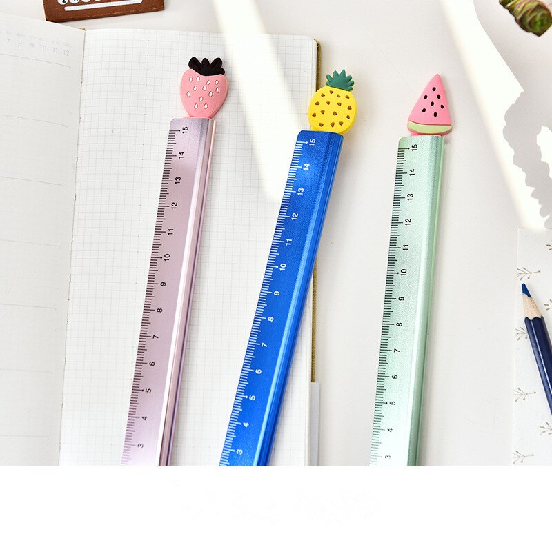Flamingo Ruler Metal Straight Ruler fruit flamingos cartoon lovel... – Grandado