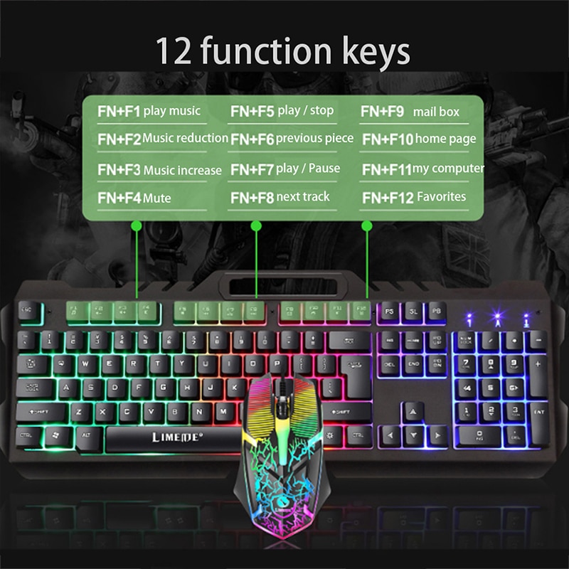 Computer Multimedia Keyboard And Mouse Set Gaming Mechanical Feeling Wired Keyboards Backlit Mouse Keyboard With Phone Holder
