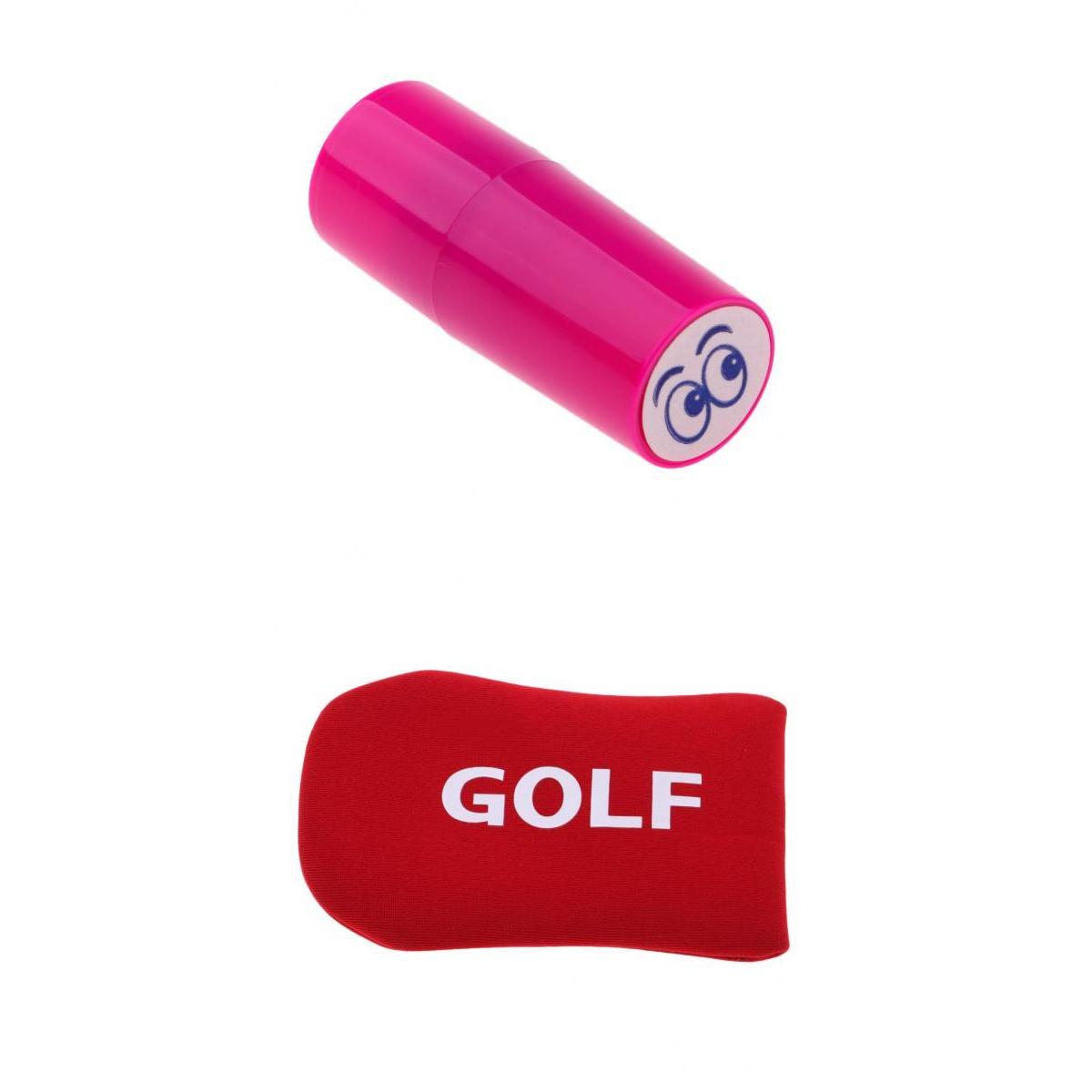 1x Golf Ball Stamp Stamper Marker Eyes+1x Golf Mallet Headcover Putter Cover