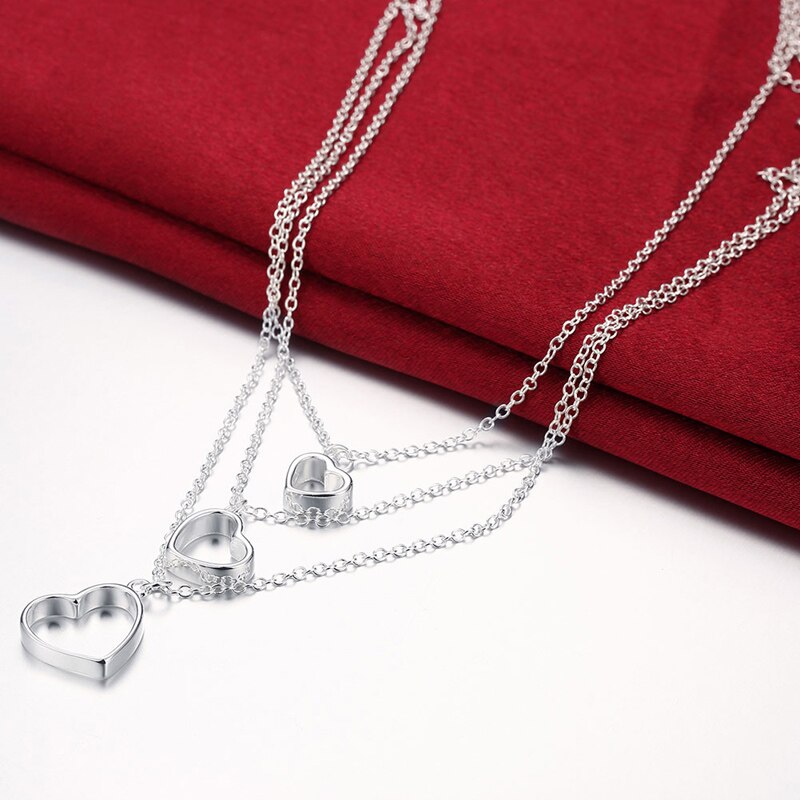 925 schmuck setzt Herz Halskette Armbinde Ohrringe Frauen Hochzeit Silber Schmuck-einstellen-Party