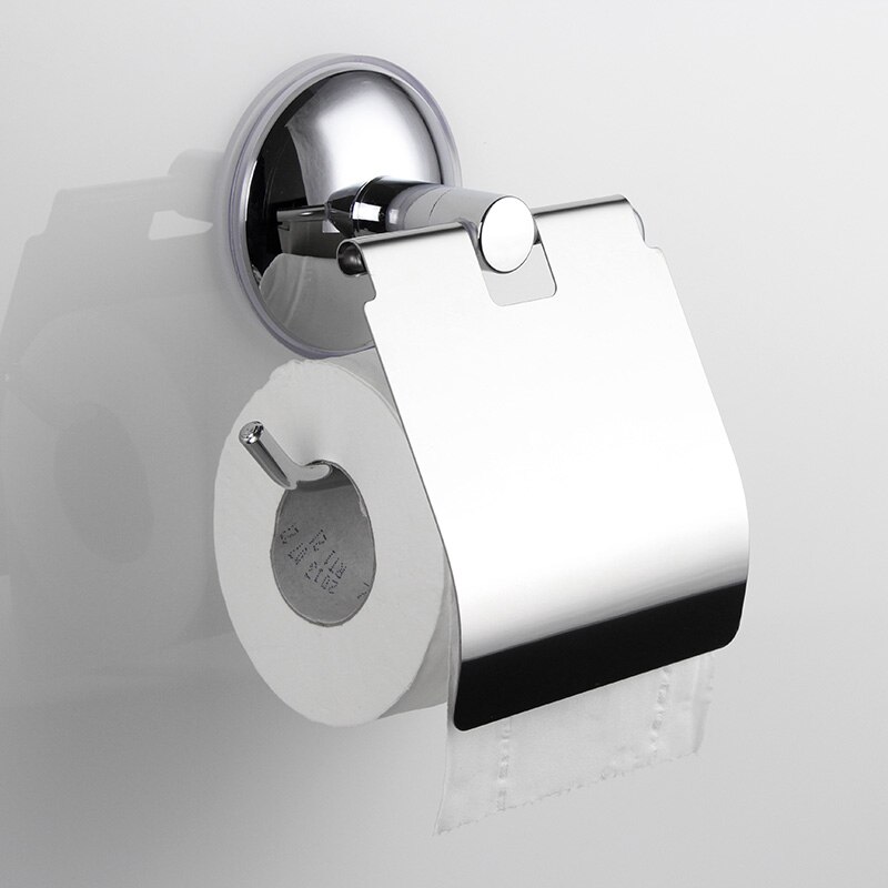 Zhangji rustfrit stål kraftig toiletpapirholder vægmonteret badeværelsesarmaturer sølvfarvet wc sugerulle papirholdere: Default Title