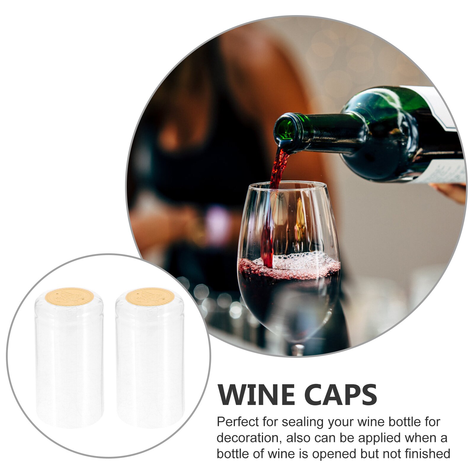 100PCS Bottle Caps PVC Shrinkable Caps Making Bottles Caps Bottle Heat Shrink Capsule for Cellar Bar Pub