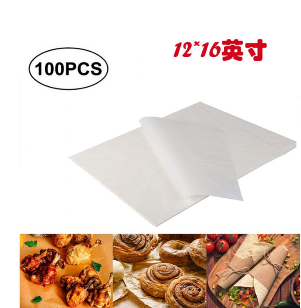 30x40cm 100 Pcs Parchment Paper Baking Sheets Non-Stick Precut Perfect for Baking Grilling Air Fryer Steaming Bread Cup Cake