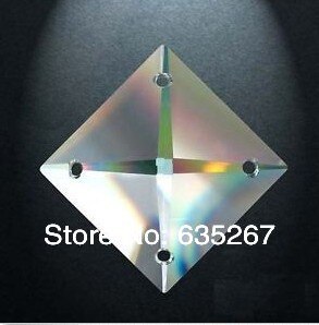 Transparante Kleur 35 stks/partij 22mm Vierkante Glazen Kralen In 4 Gaten Crystal Prism Kroonluchter Bruiloft