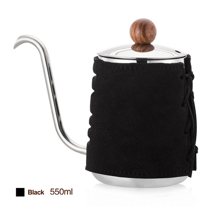 Stainless Steel Handleless Anti Coffee Pot Drip Kettle 0.3L/0.5L Coffee Maker with Gooseneck Spout Coffee Tea Pot: 550ml black