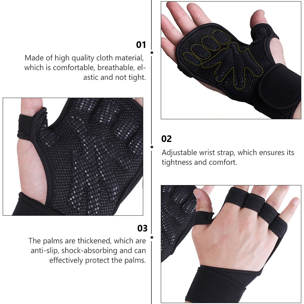 1 paar zwarte handschoenen sporthandschoen beschermende handschoenen sport fitness handpalmbescherming