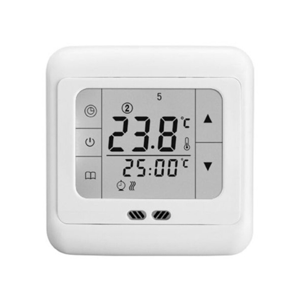 Programmable Digital Thermoregulator Touch Screen Room Heating Thermostat Underfloor Heating for Warm Floor Electric Heating Sys: White