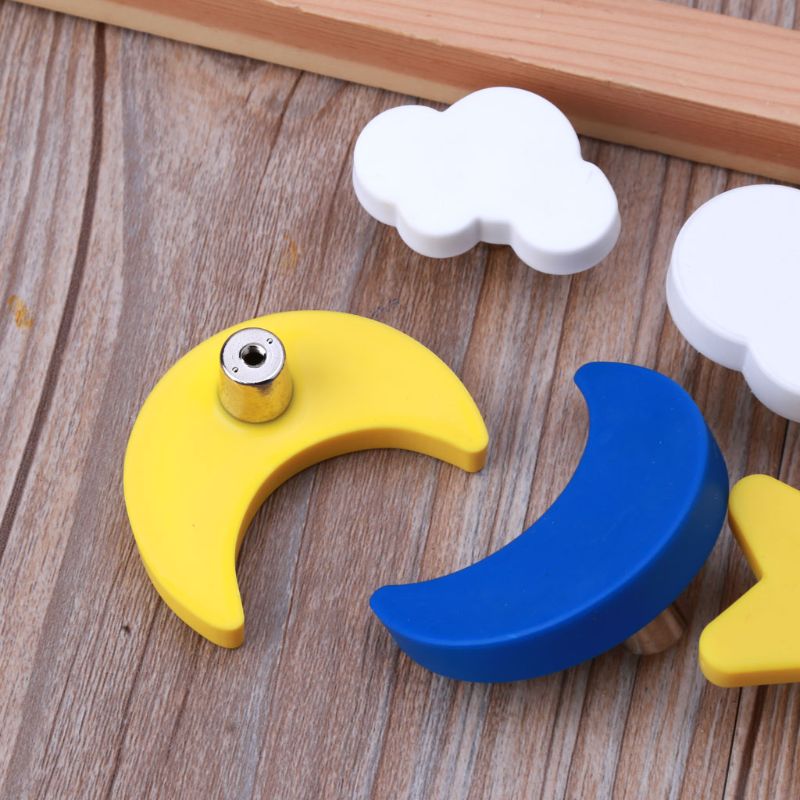 Tiradores para habitación de niños, asas de goma suaves, muebles con forma de estrella Luna y nube, tiradores de cajón