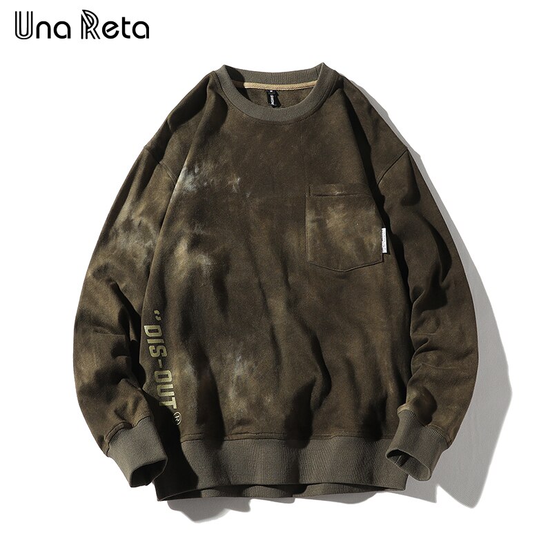 Una reta sweatshirts herre harajuku slipsfarvning print pullover sweatshirts hættetrøjer streetwear hip hop toppe afslappet hættetrøje mand: Grøn / M