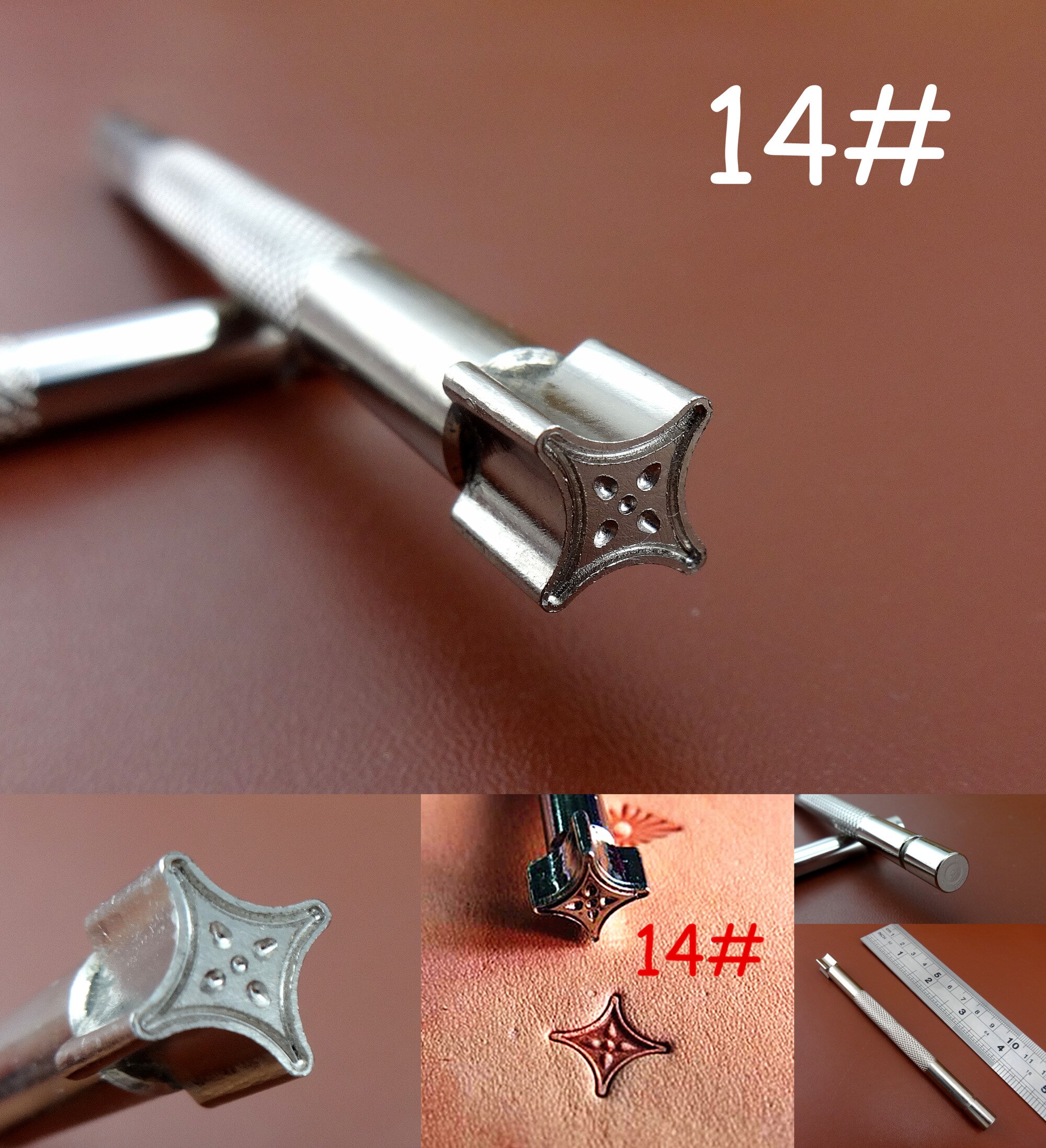 1 Pc 14 # Staal Lederen Craft Staal Carving Stempelen Punch Stamper Tool-Stylus Lepel Embossing Swivel Knife Cutter punch Beitel