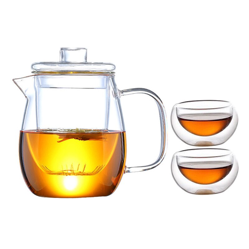 Heat Resistant Glass Tea Pot And Cup Set Glass Teapot With Filter Puer Tea Chinese Kung Fu Tea Set Flower Teapot Kettle mug: 02