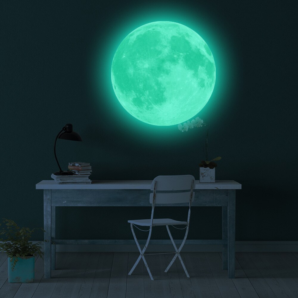Glowing Moon Wall Stickers Home Decor Glow In The Dark Sticker Vinyl Babyroom Bedroom Living Room Decoration