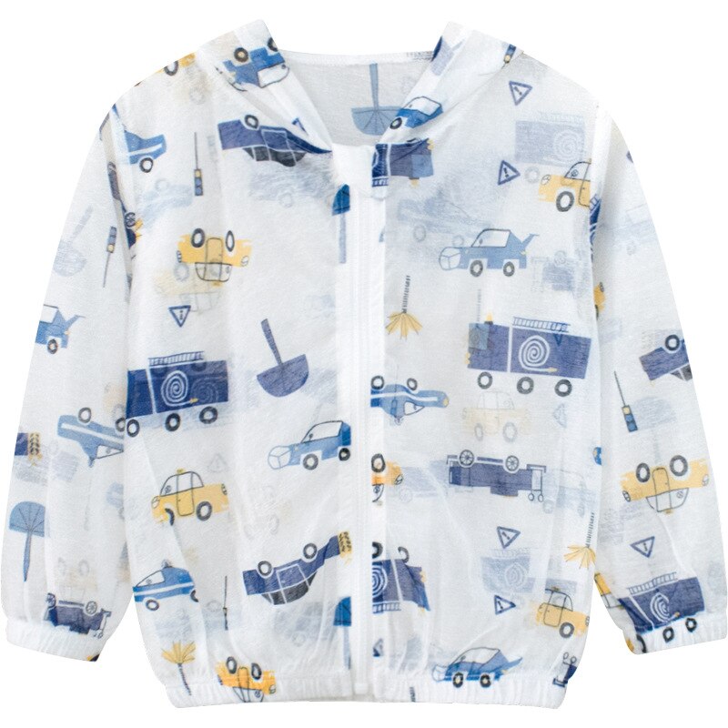 Kinderkleding Zomer Baby Jongen Jas Cartoon Kapmantel Peuter Lange Mouw Shirts Zon Bovenkleding 2-8Y