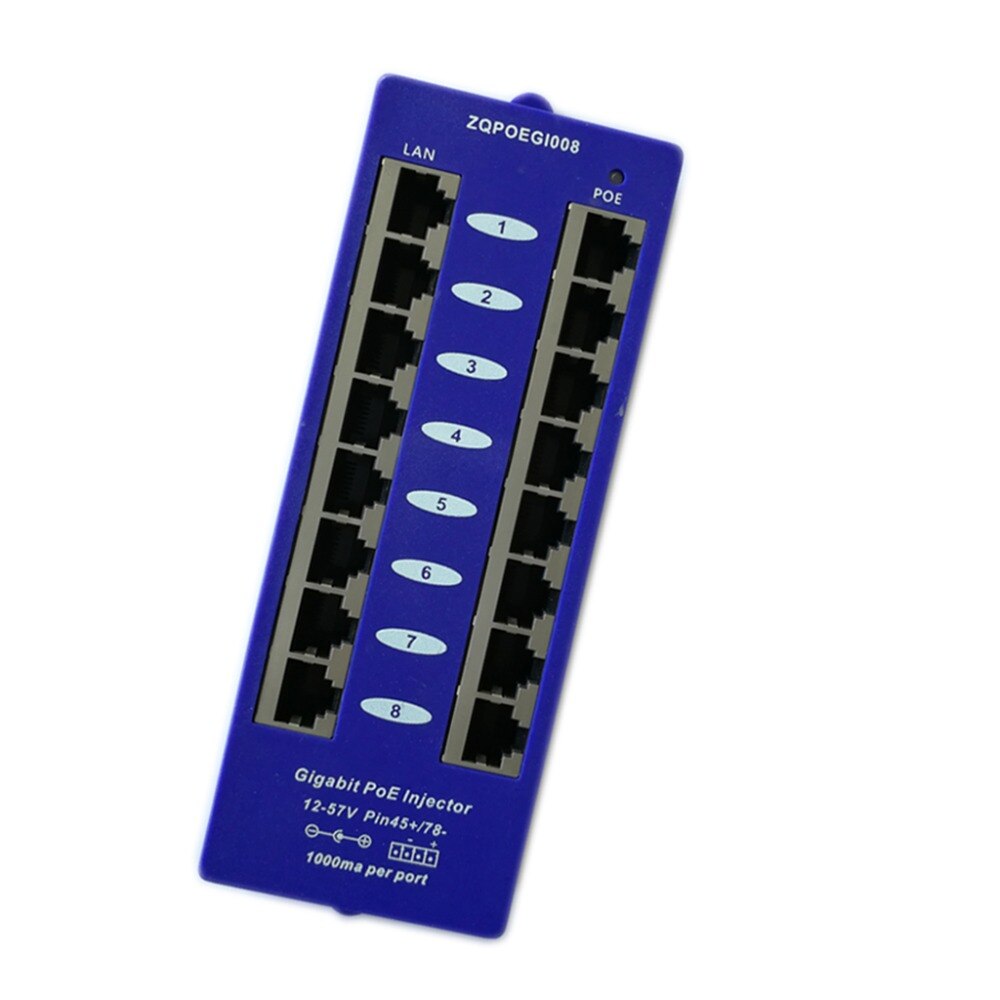 Gigabit Speed Injector for Hikvision Camera ModeAB 802.3at/at Standard Power over Ethernet 8 port PoE injector CCTV accessory