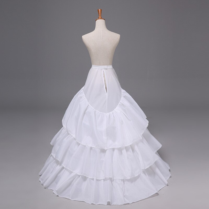 3 obręcze długie halki dla kobiet suknia ślubna spódnica 3 warstwy elastyczny pas podkoszulek krynolina Jupon halka pociąg