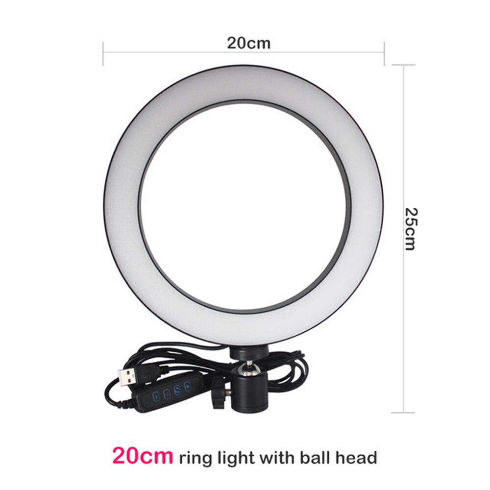 5 in 1 LED Ring Light Set 20cm Dimmable USB Lamp For Photo Video Studio Makeup Telescopic Tripod Selfie Stand