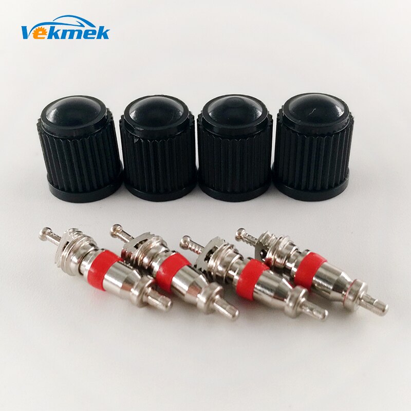 1 set Tire Valve Service Kit 4 Ventiel Cores 4 Plastic Ventieldopjes Ventiel Repareren Kit Auto Accessoires velg Onderdelen