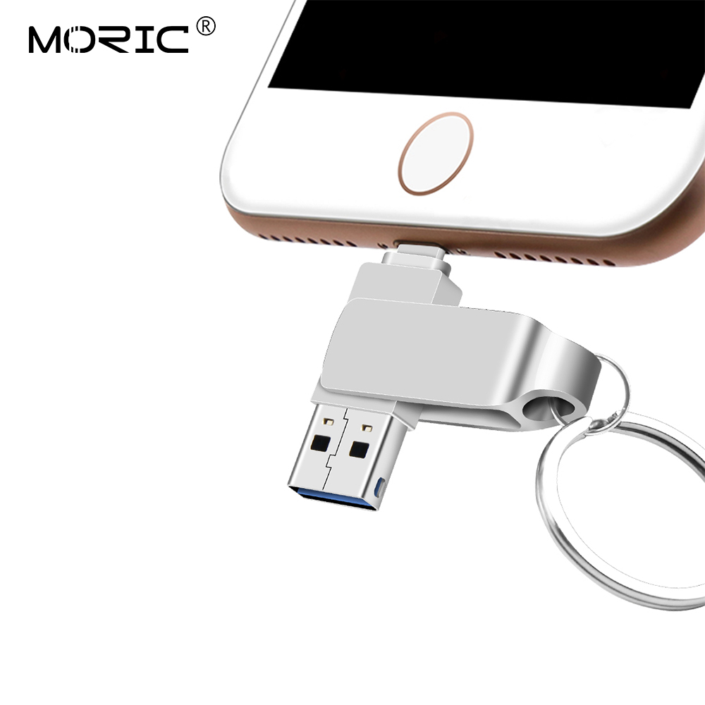 Usb Flash Drive Voor Iphone X/8/7/7 Plus/6/6S/5/Se/Ipad 2 In 1 Pen Drive Memory Stick 16Gb 32Gb 64Gb 128Gb Metalen Pendrive Usb 2.0